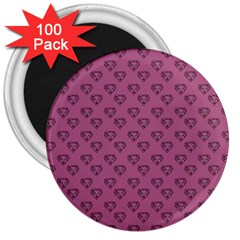 Heart Face Mauve 3  Magnets (100 Pack) by snowwhitegirl