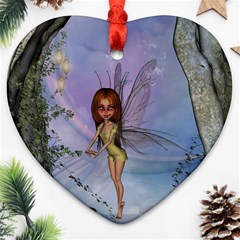 Cute Ittle Fairy With Ladybug Heart Ornament (two Sides) by FantasyWorld7