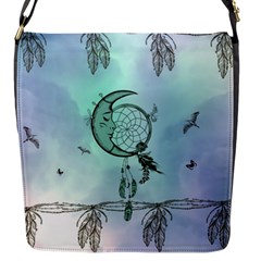 Dreamcatcher With Moon And Feathers Flap Closure Messenger Bag (s) by FantasyWorld7