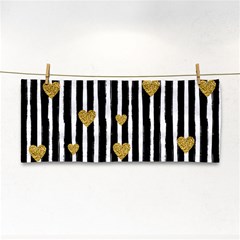 Stripes Heart Pattern Hand Towel by designsbymallika