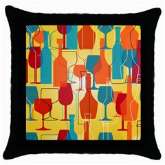 I Love Wine Throw Pillow Case (black) by designsbymallika