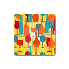 I Love Wine Square Magnet by designsbymallika