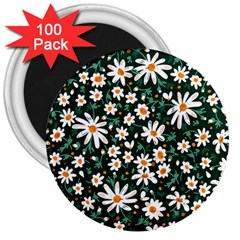 White Floral Pattern 3  Magnets (100 Pack) by designsbymallika