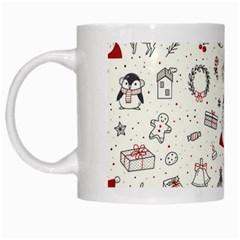 Cute Christmas Doodles Seamless Pattern White Mugs by Vaneshart