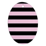 Black and Light Pastel Pink Large Stripes Goth Mime french style Oval Ornament (Two Sides) Back