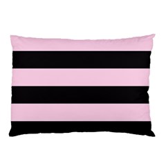 Black And Light Pastel Pink Large Stripes Goth Mime French Style Pillow Case (two Sides) by genx