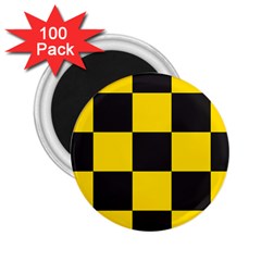 Checkerboard Pattern Black And Yellow Ancap Libertarian 2 25  Magnets (100 Pack)  by snek