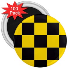 Checkerboard Pattern Black And Yellow Ancap Libertarian 3  Magnets (100 Pack) by snek