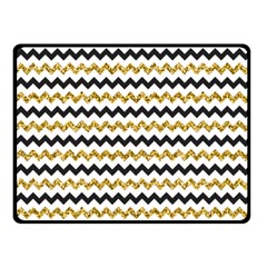 Black And Gold Glitters Zigzag Retro Pattern Golden Metallic Texture Double Sided Fleece Blanket (small)  by genx