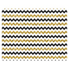 Black And Gold Glitters Zigzag Retro Pattern Golden Metallic Texture Double Sided Flano Blanket (medium)  by genx