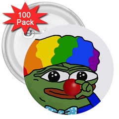 Clown World Pepe The Frog Honkhonk Meme Kekistan Funny 3  Buttons (100 Pack)  by snek