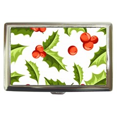 Christmas Holly Berry Seamless Pattern Cigarette Money Case by Vaneshart