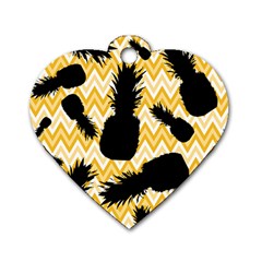 Ananas Chevrons Noir/jaune Dog Tag Heart (one Side) by kcreatif