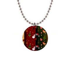 Hand Drawn Christmas Pattern Collection 1  Button Necklace by Vaneshart