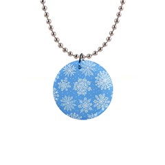 Hand Drawn Snowflakes Seamless Pattern 1  Button Necklace by Vaneshart