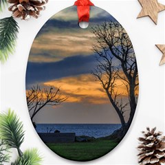 Sunset Scene At Waterfront Boardwalk, Montevideo Uruguay Oval Ornament (two Sides) by dflcprints