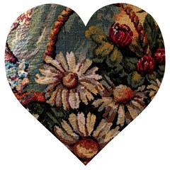 Old Embroidery 1 1 Wooden Puzzle Heart by bestdesignintheworld