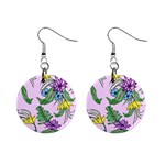 Tropical Flowers Mini Button Earrings Front