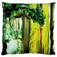 Old Tree And House With An Arch 8 Large Flano Cushion Case (one Side) by bestdesignintheworld