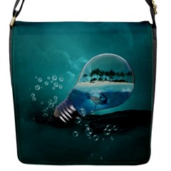 Awesome Light Bulb With Tropical Island Flap Closure Messenger Bag (s) by FantasyWorld7