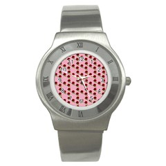 Rose In Pink Stainless Steel Watch by snowwhitegirl