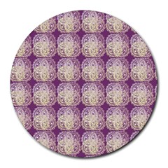 Doily Only Pattern Purple Round Mousepads by snowwhitegirl