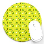 Green Elephant Pattern Yellow Round Mousepads Front