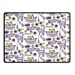 Hand Drawn Cute Cat Pattern Double Sided Fleece Blanket (small)  by Vaneshart