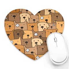 Cute Dog Seamless Pattern Background Heart Mousepads by Nexatart