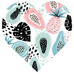 Seamless Pattern With Fruits Wooden Puzzle Heart by Nexatart