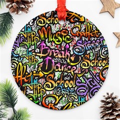 Graffiti Word Seamless Pattern Ornament (round) by Nexatart