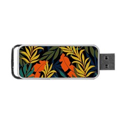 Fashionable Seamless Tropical Pattern With Bright Green Blue Plants Leaves Portable Usb Flash (one Side) by Nexatart