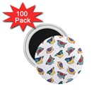 Seamless Pattern With Hand Drawn Bird Black 1.75  Magnets (100 pack)  Front