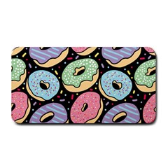 Colorful Donut Seamless Pattern On Black Vector Medium Bar Mats by Sobalvarro