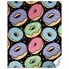 Colorful Donut Seamless Pattern On Black Vector Canvas 11  X 14  by Sobalvarro