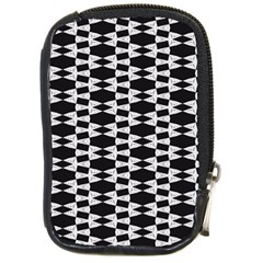 Black And White Triangles Compact Camera Leather Case by Sparkle