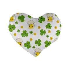 St Patricks Day Standard 16  Premium Flano Heart Shape Cushions by Valentinaart