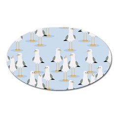 Cute Seagulls Seamless Pattern Light Blue Background Oval Magnet by Wegoenart