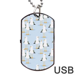 Cute Seagulls Seamless Pattern Light Blue Background Dog Tag Usb Flash (two Sides) by Wegoenart