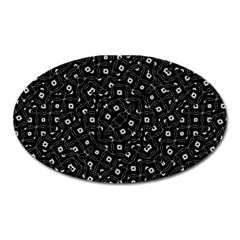 Black And White Intricate Geometric Print Oval Magnet by dflcprintsclothing