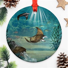 Awesome Steampunk Manta Rays Ornament (round) by FantasyWorld7