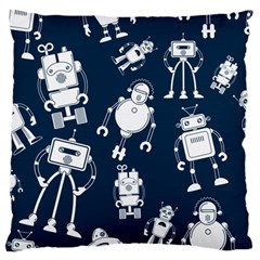 White Robot Blue Seamless Pattern Standard Flano Cushion Case (two Sides) by Vaneshart