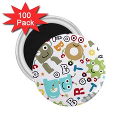 Seamless Pattern Vector With Funny Robots Cartoon 2 25  Magnets (100 Pack)  by Vaneshart