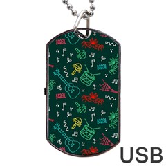 Guitars Musical Notes Seamless Carnival Pattern Dog Tag Usb Flash (two Sides) by Vaneshart