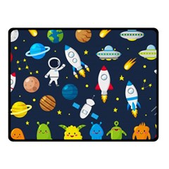 Big Set Cute Astronauts Space Planets Stars Aliens Rockets Ufo Constellations Satellite Moon Rover V Fleece Blanket (small) by Vaneshart