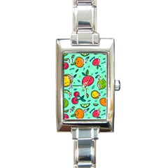 Various Fruits With Faces Seamless Pattern Rectangle Italian Charm Watch by Vaneshart