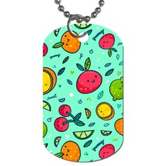 Various Fruits With Faces Seamless Pattern Dog Tag (one Side) by Vaneshart