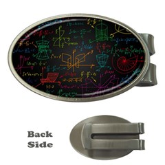 Mathematical Colorful Formulas Drawn By Hand Black Chalkboard Money Clips (oval)  by Vaneshart