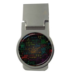 Mathematical Colorful Formulas Drawn By Hand Black Chalkboard Money Clips (round)  by Vaneshart