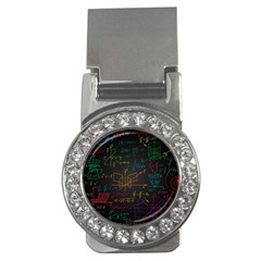 Mathematical Colorful Formulas Drawn By Hand Black Chalkboard Money Clips (cz)  by Vaneshart